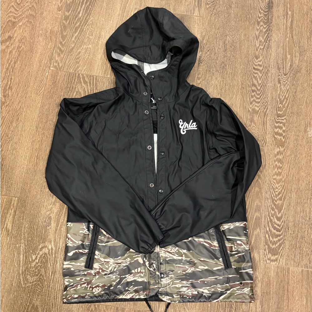 Black and Camouflage Hooded Jacket